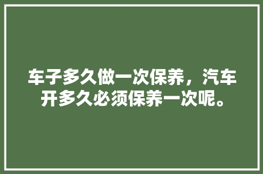 车子多久做一次保养，汽车开多久必须保养一次呢。  第1张 车子多久做一次保养，汽车开多久必须保养一次呢。 新车