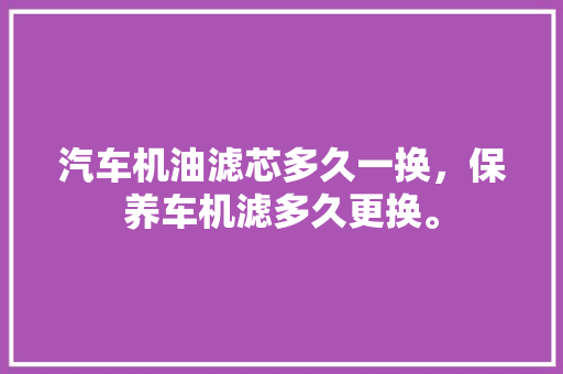 汽车机油滤芯多久一换,保养车机滤多久更换。 热门车 汽车机油滤芯多久一换,保养车机滤多久更换。 第1张 汽车机油滤芯多久一换,保养车机滤多久更换。 热门车