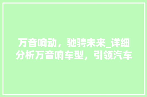 万音响动，驰骋未来_详细分析万音响车型，引领汽车行业新潮流