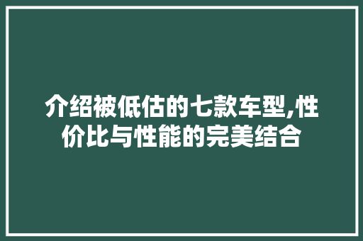介绍被低估的七款车型,性价比与性能的完美结合  第1张 介绍被低估的七款车型,性价比与性能的完美结合 汽车评测