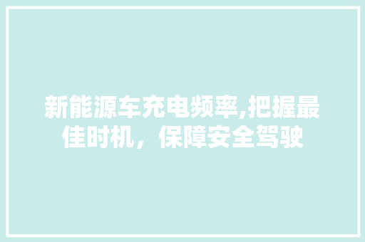 新能源车充电频率,把握最佳时机，保障安全驾驶  第1张 新能源车充电频率,把握最佳时机，保障安全驾驶 新能源