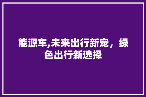 能源车,未来出行新宠,绿色出行新选择 二手车 能源车,未来出行新宠,绿色出行新选择 第1张 能源车,未来出行新宠,绿色出行新选择 二手车